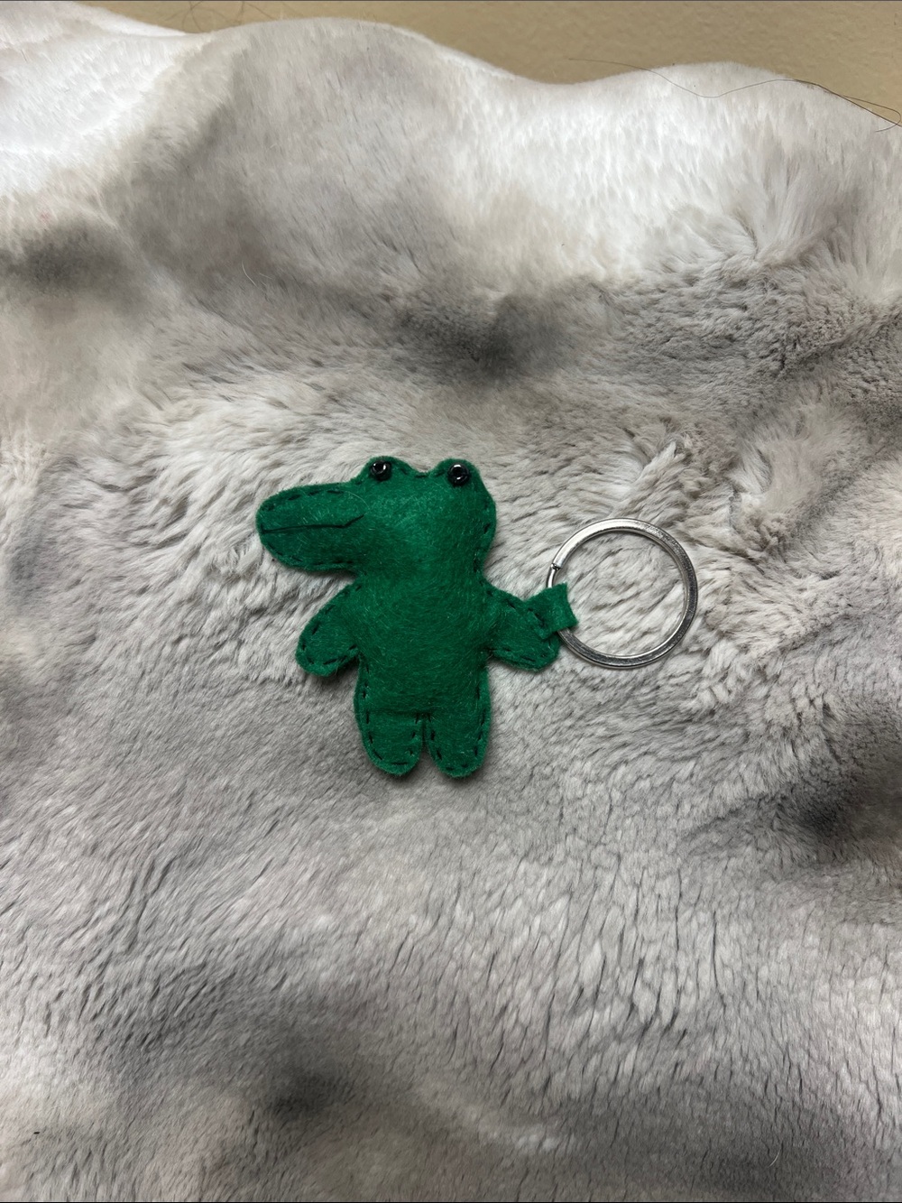Green Crocodile Felt Keychain for Kids - Cute Bag Charm
